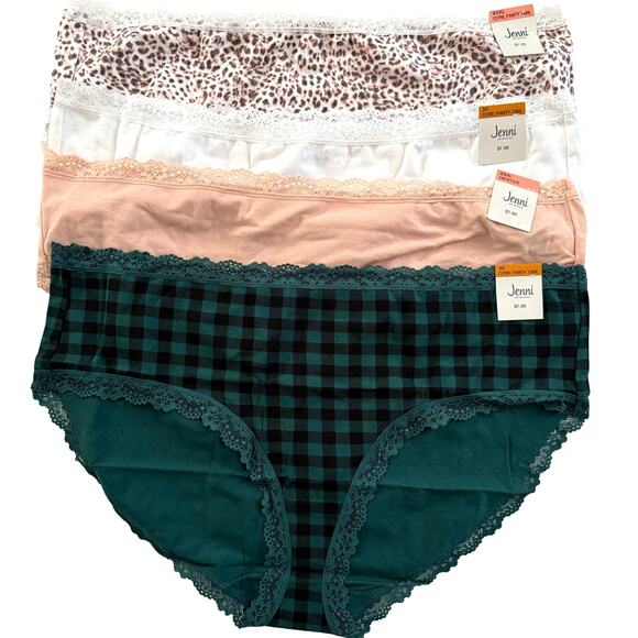 Jenni Intimates Lot 4pcs Hipster Cotton Panties - MultiColor - Plus XXXL 3X - Picture 1 of 7